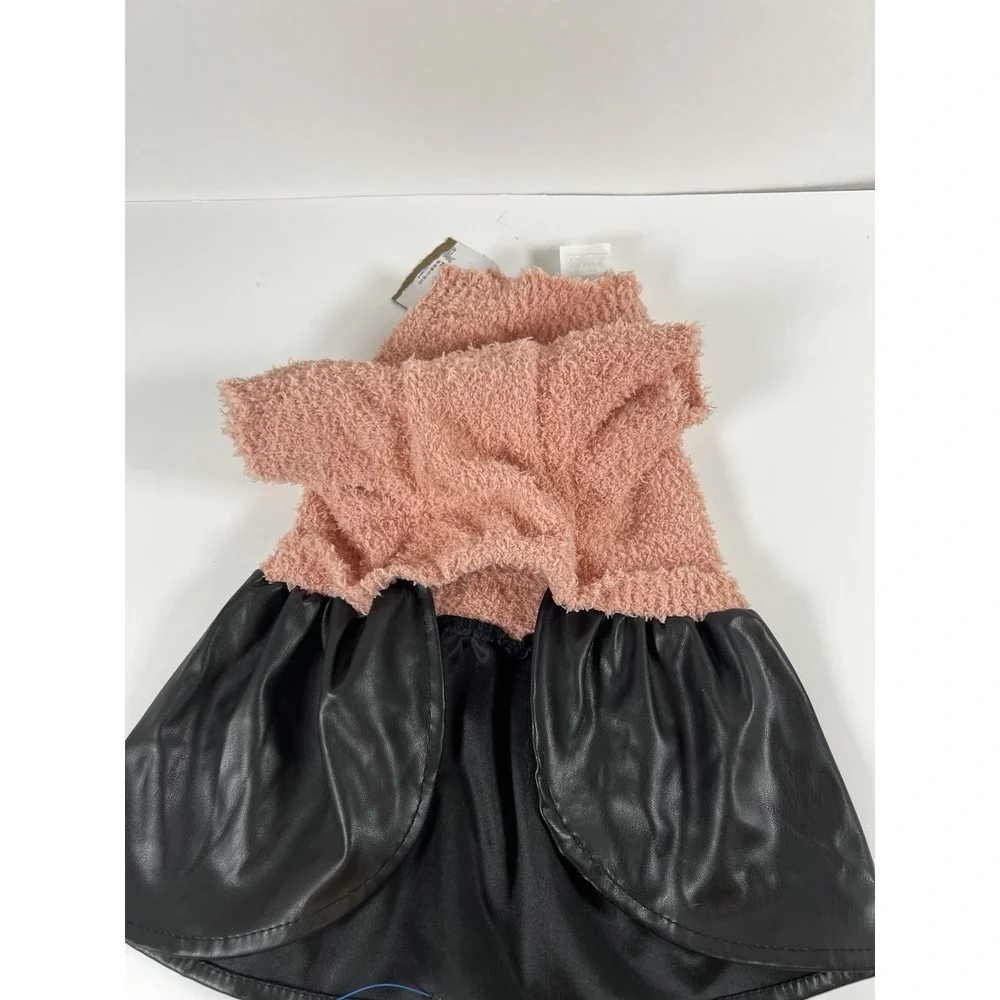 Pink Black Faux Leather Dog Dress Size M‎ 16–18